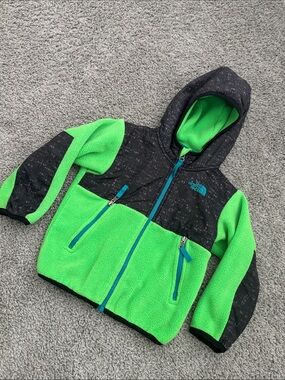 The North Face Kids Green and Black Hooded Fleece Jacket
